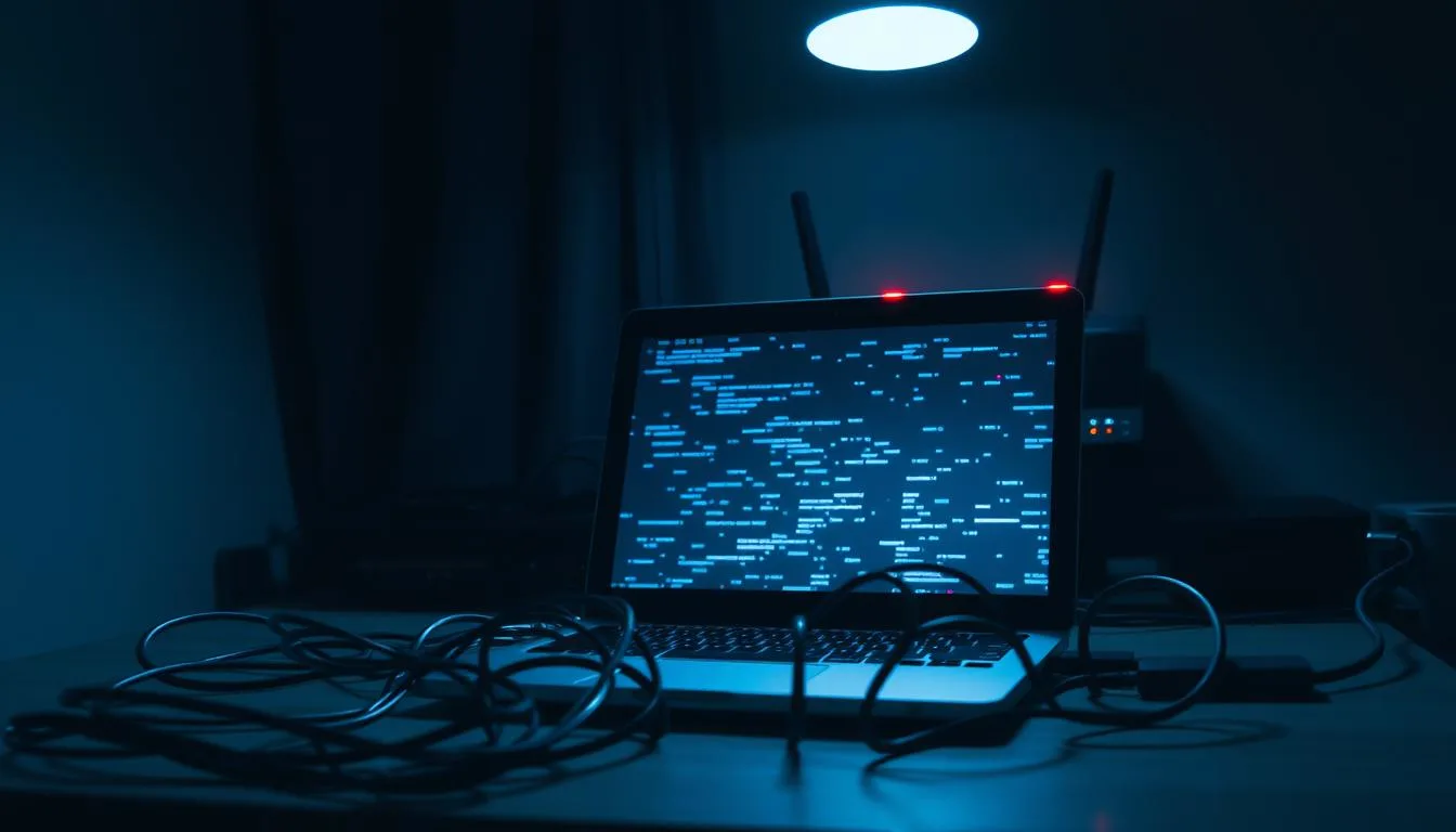 Diagnosing IPTV buffering issues and network problems on a laptop.