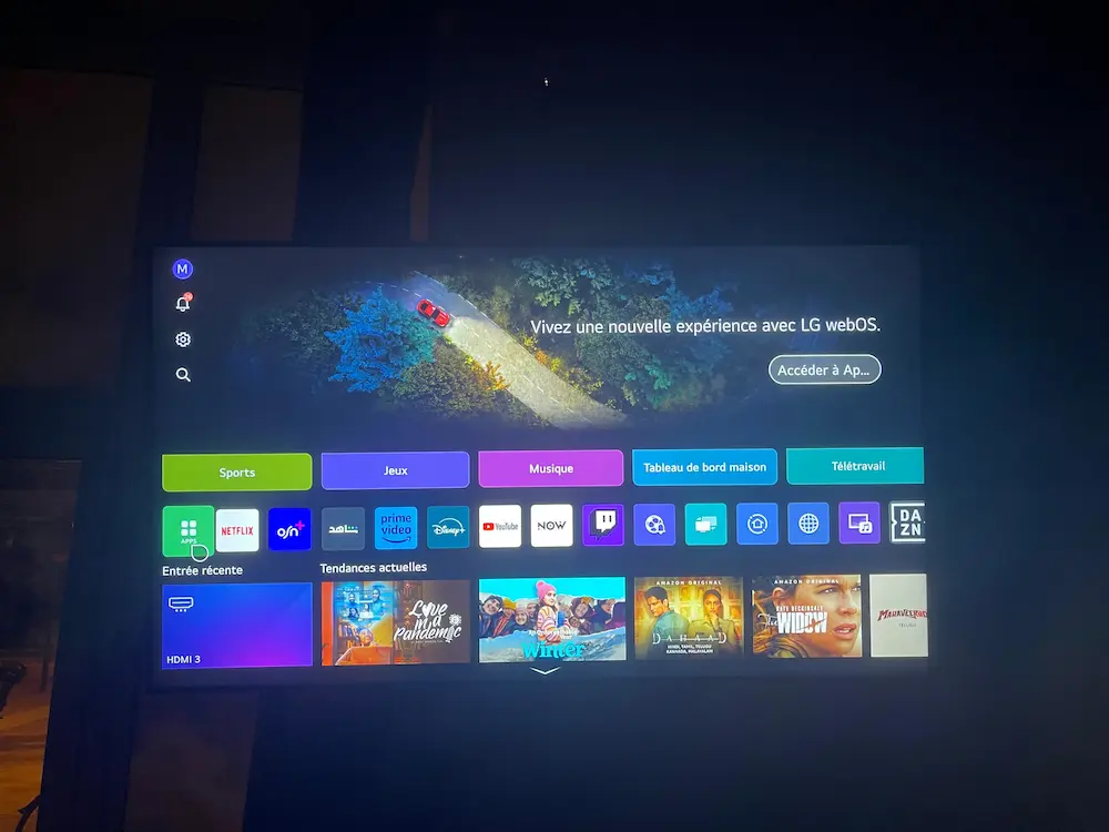 LG Smart TV webOS home page