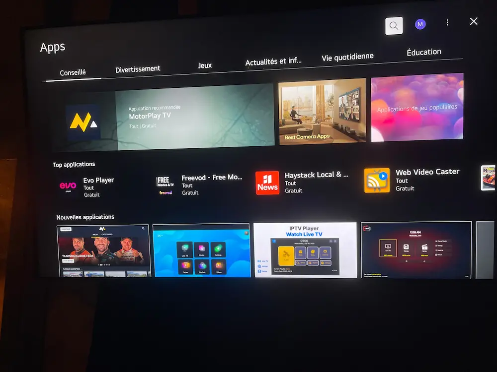 LG Smart TV apps page with Content Store