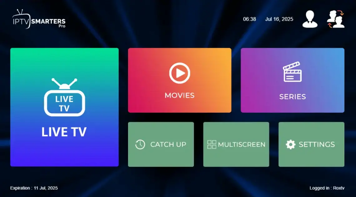 IPTV Smarters Pro interface on LG TV