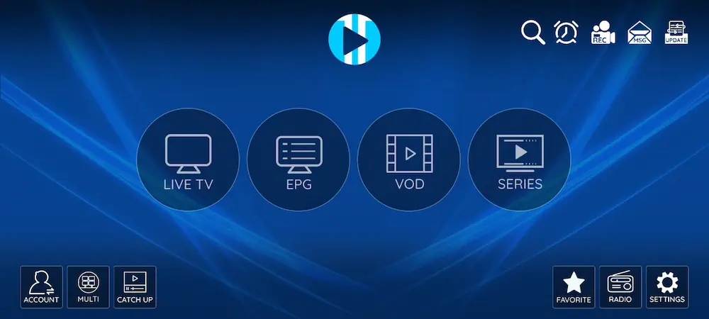 XCIPTV Player dashboard displayed on Smart TV