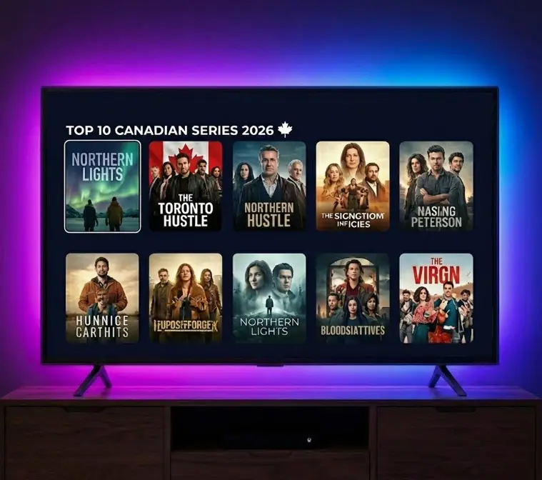 Smart TV interface displaying the Top 10 Canadian Series of 2026.