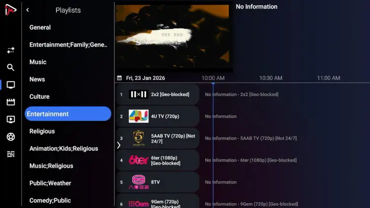 iMPlayer TV guide interface