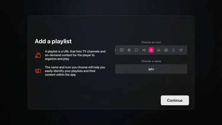 UHF Add Playlist screen on Apple TV