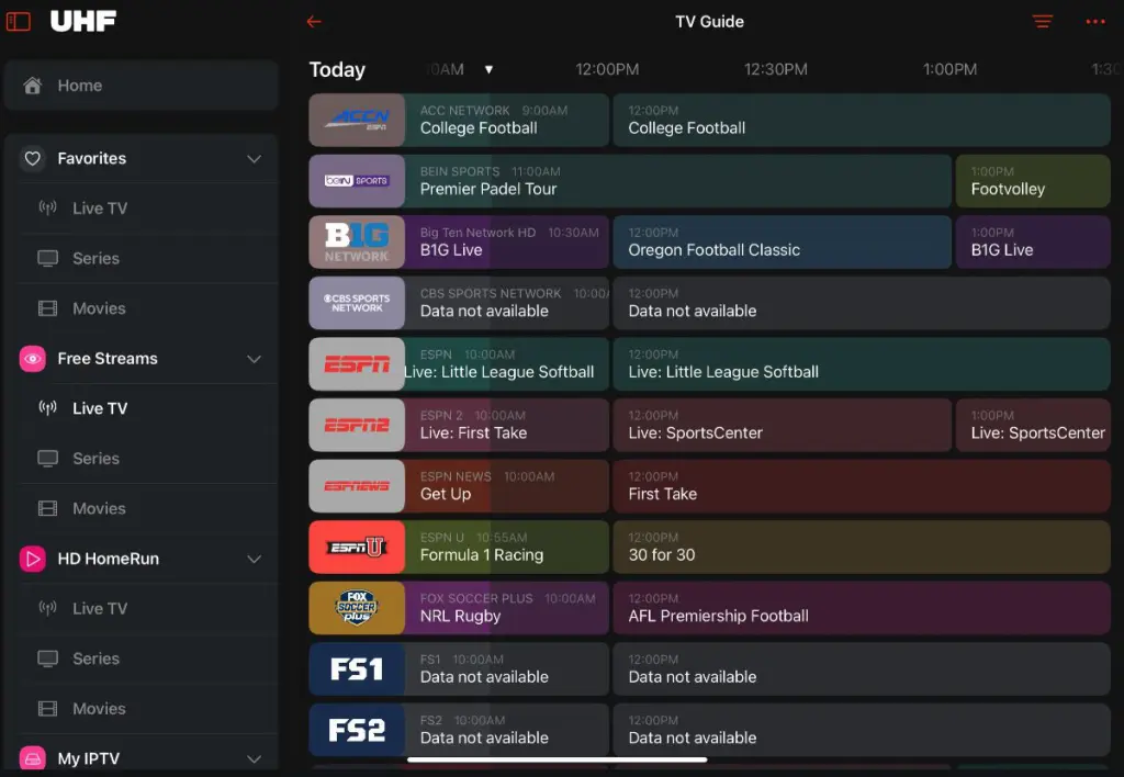 UHF live channel playback test on Apple TV