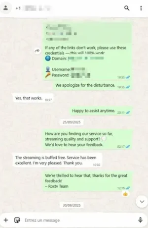 Links fixed and customer confirms buffer free streaming and excellent service, IPTV in Canada.